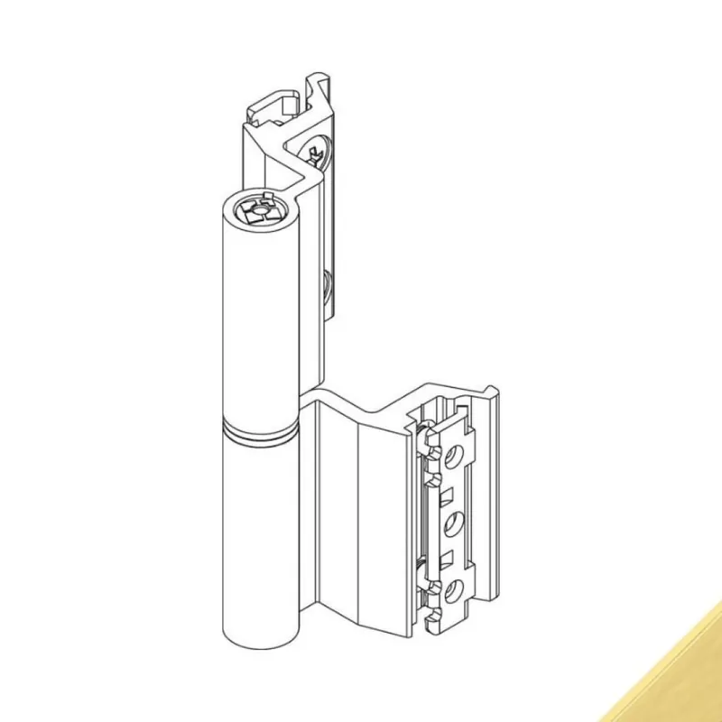 Rechtstreeks Van De Fabrikant Cerniera Flash Base 00127U Giesse per terza anta, profilo Erre 50, altezza 93 mm, portata 75-85 Kg, Alluminio finitura Oro