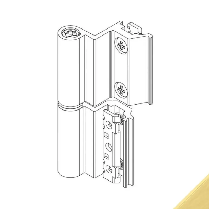 Gereduceerde Prijs Cerniera Flash Base 00121U Giesse per terza anta, profilo CU, altezza 93 mm, portata 75-85 Kg, Alluminio finitura Oro