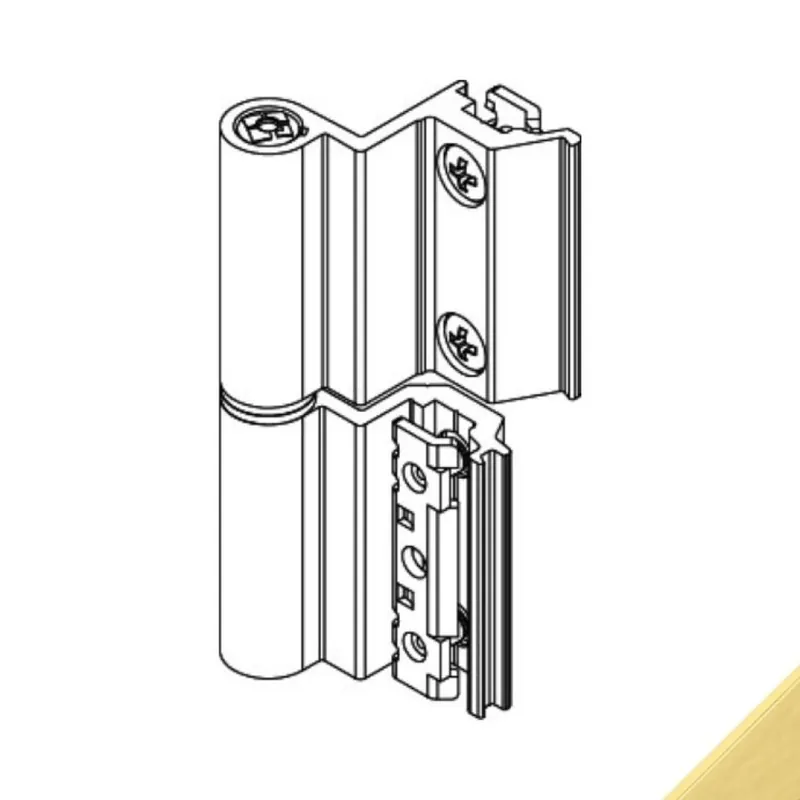 Voordeelprijs Cerniera Flash Base 00143U Giesse per terza anta, profilo CU-GOLD, altezza 93 mm, portata 75-85 Kg, Alluminio finitura Oro