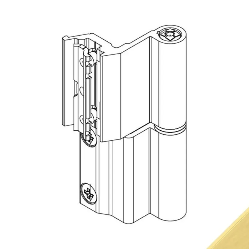 Cerniera Flash Base 00128U Giesse per finestra, profilo Erre 40, Reversibile, altezza 93 mm, portata 75-85 Kg, Alluminio finitura Oro Favoriet