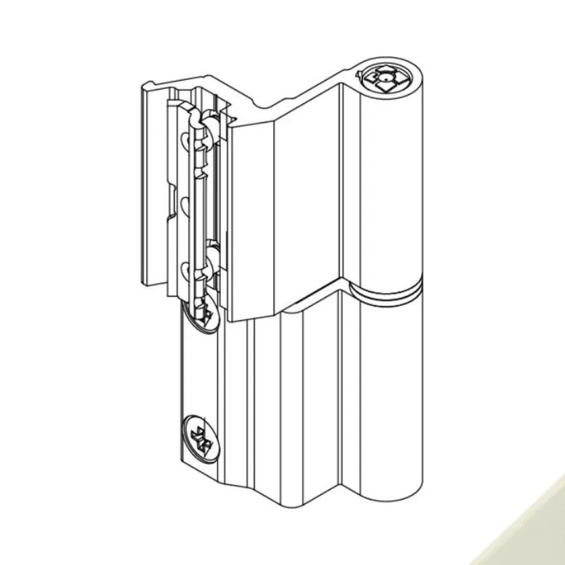 Cerniera Flash Base 00128U Giesse per finestra, profilo Erre 40, Reversibile, altezza 93 mm, portata 75-85 Kg, Alluminio finitura Perla Must-Have
