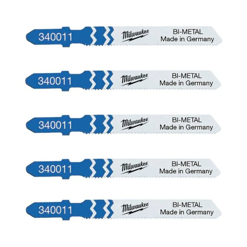 Beperkte Voorraad Set 5 lame T 118 A F Milwaukee per taglio, modello tradizionale, dimensione 55x1,2 mm, materiale Bi-metallico
