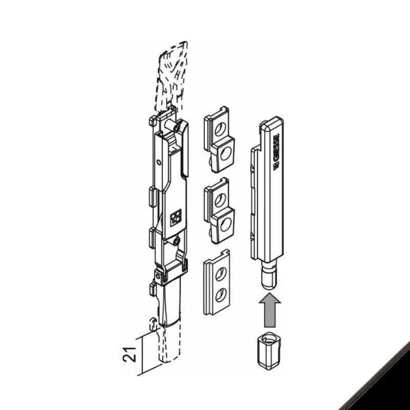 Catenaccio Totem 02071 Giesse per porta con profilo finestra CU NC, puntale diametro 8 mm, Zama e Acciaio finitura Nero Direct Beschikbaar