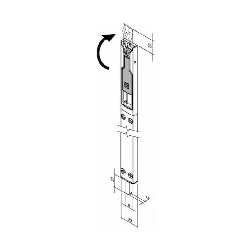 Meest Verkocht Catenaccio a leva Maya 02082 Giesse per porta con profilo, lunghezza 450 mm, spessore 8 mm, Zama finitura Argento