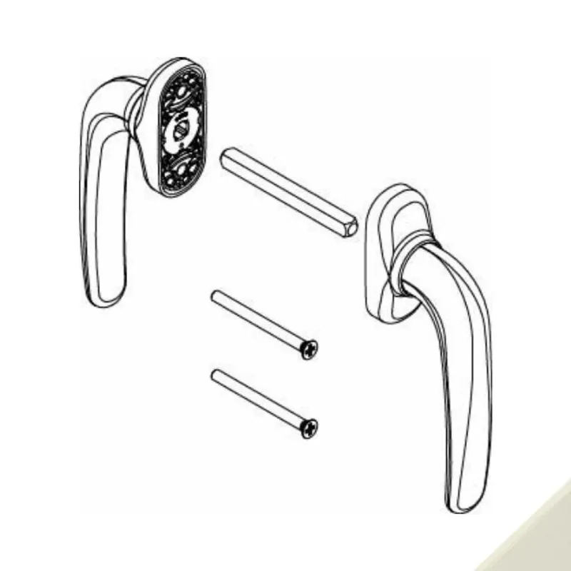 Populair Martellina Prima Plus 02763 Giesse, per serramento scorrevole, rosetta ovale, quadro 7 mm, spessore porta 26-46 mm, Alluminio finitura Perla