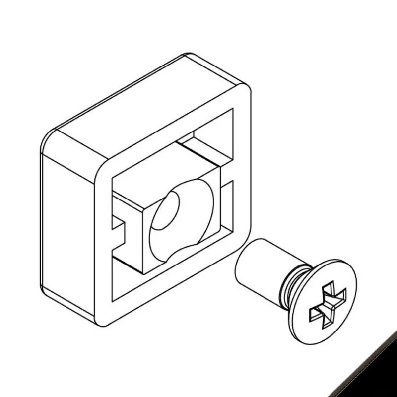 Korting Nottolino 01319K Giesse, per serramento in alluminio, profilo Erre 40-50, dimensione 21,9x20 mm, altezza 8 mm, Poliammide finitura Nero