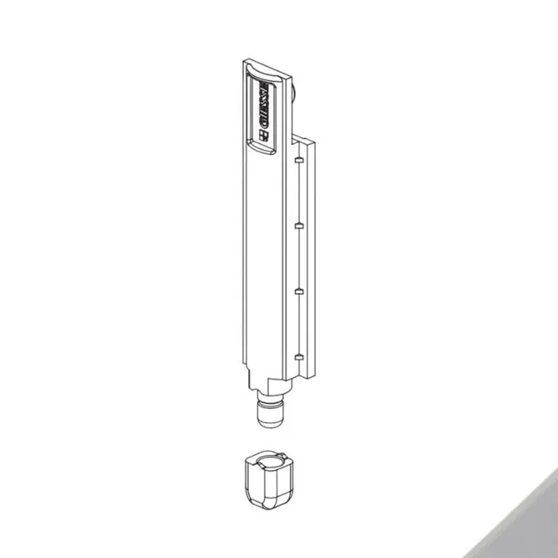 Terminale 02114K Giesse per aste anta e ribalta, profilo CU, registrabile + 0,8 mm, Poliammide e Acciaio finitura Grigio Lage Kosten