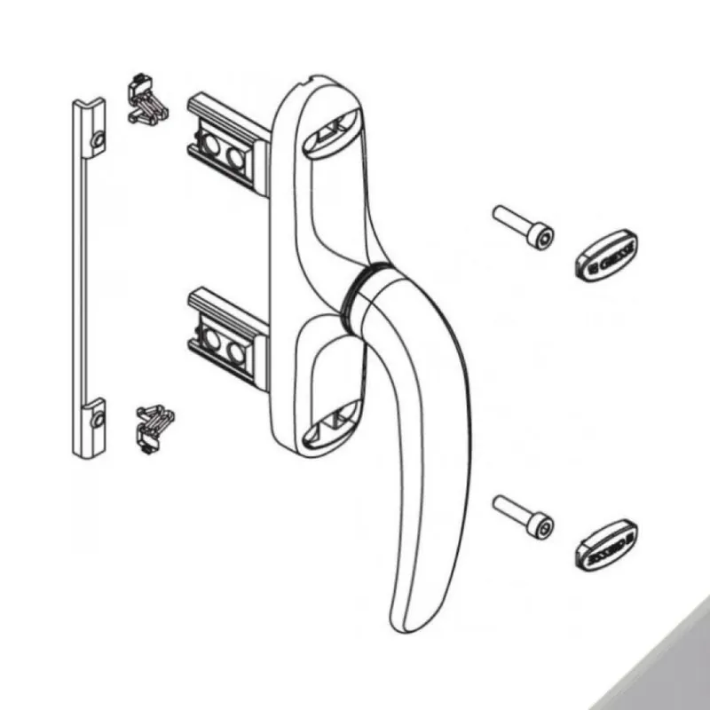 Cremonese Unica Apex 01154 Giesse per serramento apertura esterna, bidirezionale, rotazione 90 gradi, Alluminio finitura Argento Rechtstreeks Van De Fabrikant