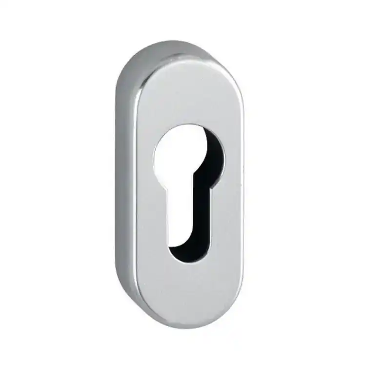 Beperkte Voorraad Bocchetta di sicurezza 706 BY Reguitti per porta, ovale foro Yale, dimensioni 29x68x10 mm, finitura Satinato Cromato