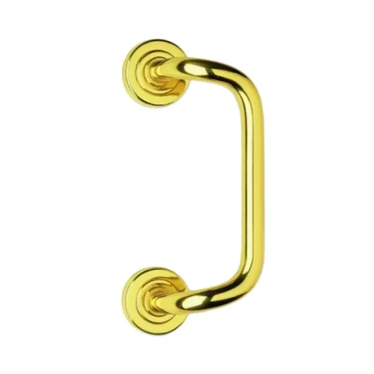 Finale Uitverkoop Maniglione zancato Mary Ghidini per porta, interasse 152 mm, rosetta tonda 45 mm, Ottone finitura Lucido Verniciato