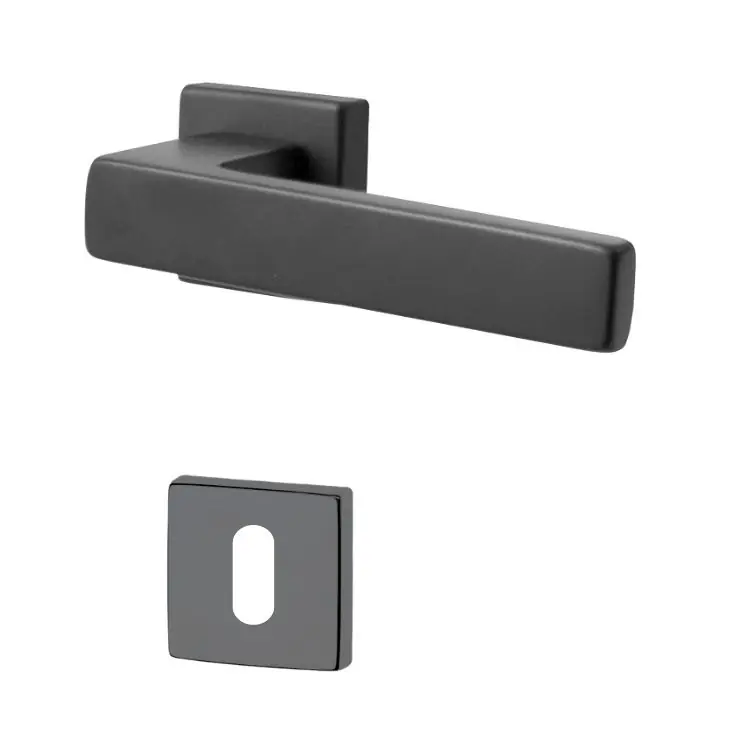 Aanbieding Maniglia Q-Tre per porta, rosetta e bocchetta quadra 45x45 mm foro Patent, quadro 8 mm, Alluminio finitura Nero Opaco