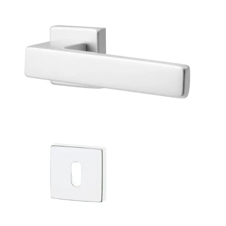 Maniglia Q-Tre per porta, rosetta e bocchetta quadra 45x45 mm foro Patent, quadro 8 mm, Alluminio finitura Argento F1 Dagaanbieding