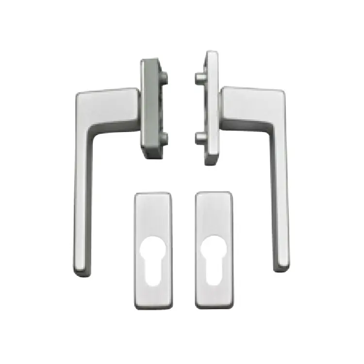 Gereduceerde Prijs Maniglia Martellina DK Q-Tre per porta balcone, rosetta e bocchetta rettangolare Yale, quadro 7 mm, Alluminio finitura Argento F1