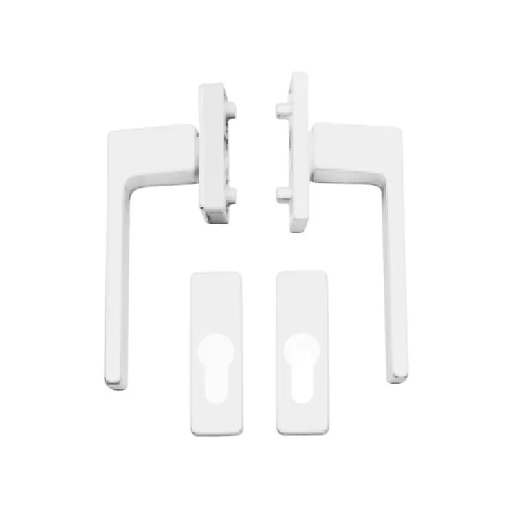 Maniglia Martellina DK Q-Tre per porta balcone, rosetta e bocchetta rettangolare Yale, quadro 7 mm, Alluminio finitura Bianco 9016 Fabrieksprijs