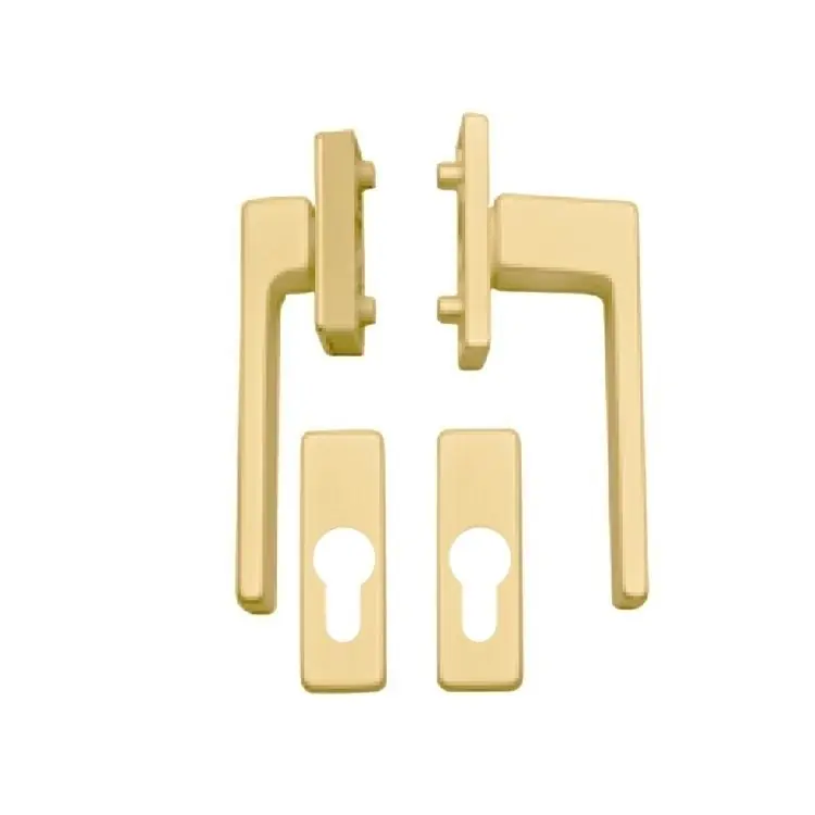 Favoriet Maniglia Martellina DK Q-Tre Ribassata per porta balcone, rosetta e bocchetta rettangolare Yale, quadro 7 mm, Alluminio finitura Oro F3