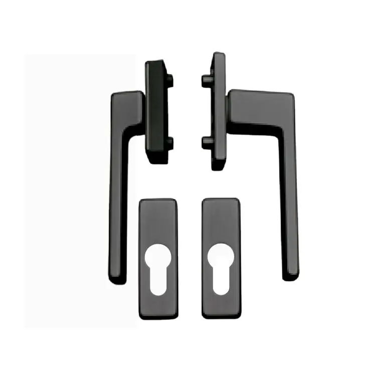 Nu Kopen Maniglia Martellina DK Q-Tre Ribassata per porta balcone, rosetta e bocchetta rettangolare Yale, quadro 7 mm, Alluminio finitura Nero Opaco