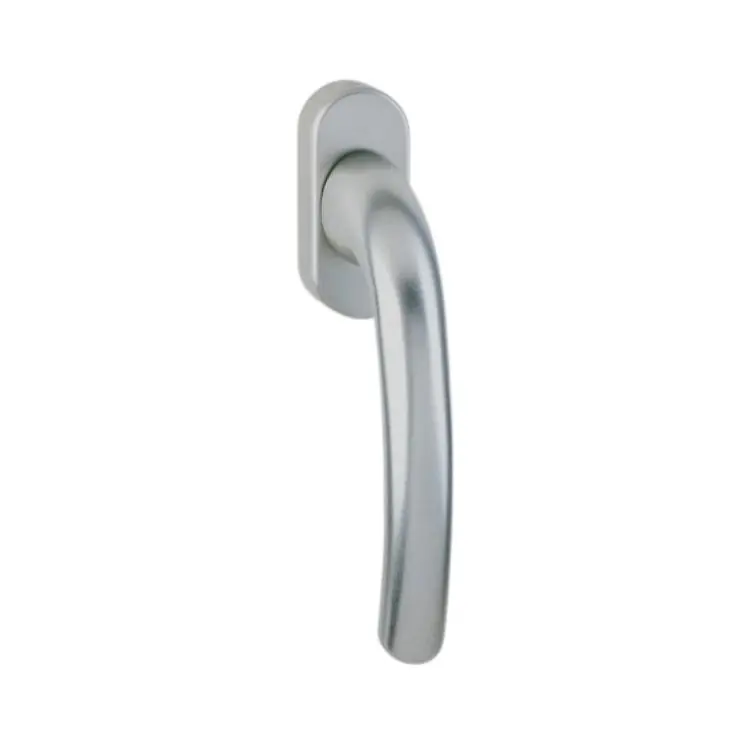 Maniglia martellina Dk Brixia Ghidini per serramento, rosetta ovale 66x29 mm, quadro 40x7 mm, bussola 9,5 mm, Alluminio finitura Titanio F9 Betrouwbaar