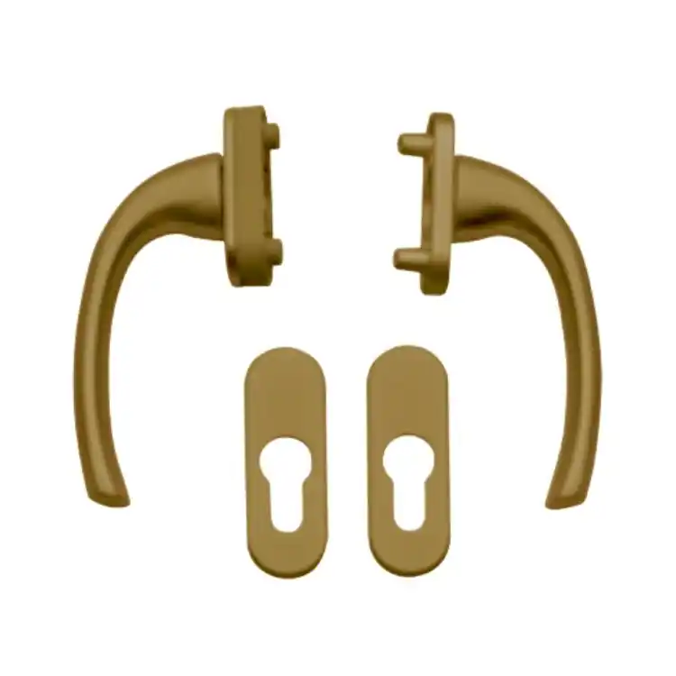 Hete Deal Maniglia Martellina DK Brixia Ghidini per porta balcone, con rosetta e bocchetta ovale Yale, quadro 7 mm, Alluminio finitura Bronzo F4