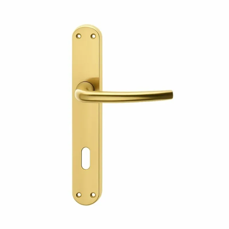 Actieprijs Maniglia Milena Z Ghidini per porta, placca lunga 240x38 mm, foro Patent interasse 85 mm, quadro 8 mm, Zalor finitura Oro Lucido Ghi.co