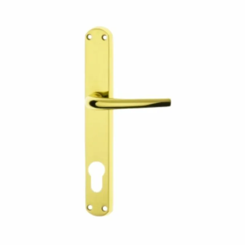 Nu Kopen Maniglia Milena Z Ghidini per porta, placca lunga 240x38 mm, foro Yale interasse 85 mm, quadro 8 mm, Zalor finitura Oro Lucido Ghi.co