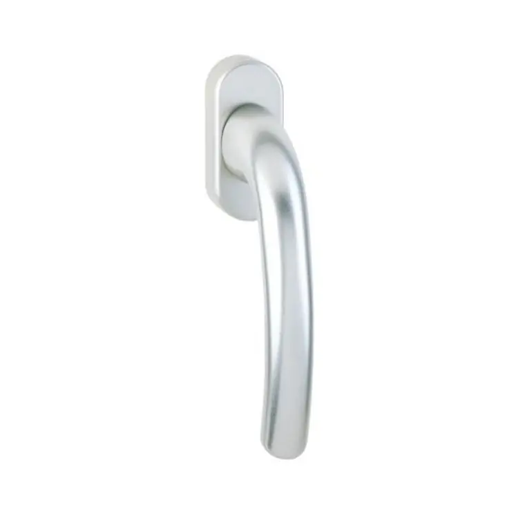 Direct Beschikbaar Maniglia martellina Dk Brixia 2 Ghidini per serramento, rosetta ovale 66x29 mm, quadro 40x7 mm, bussola 9,5 mm, Alluminio finitura Argento F1