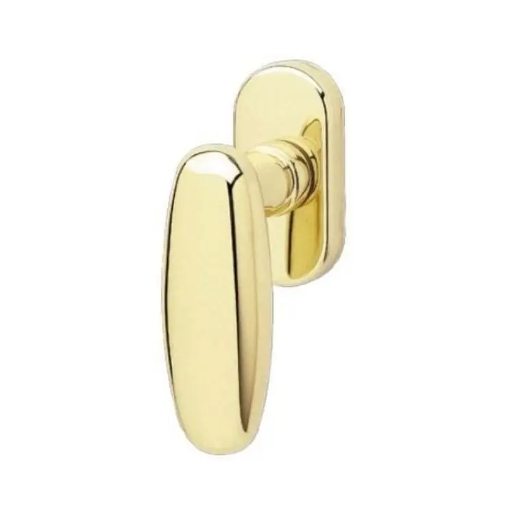 Shop Nu Maniglia martellina Dk Silvia Ghidini per serramento, rosetta ovale 69x32 mm, quadro 40x7 mm, Ottone finitura Oro Lucido M1