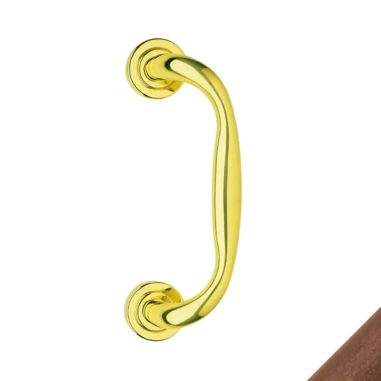Maniglione zancato Airone Ghidini per porta, interasse 180 mm, rosetta tonda 45 mm, Ottone finitura Graffiato Verniciato Beperkt Aanbod