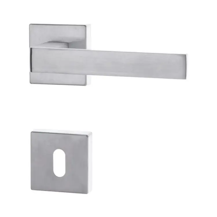 Hoge Kwaliteit Maniglia GM08 Ghidini per porta interna, rosetta e bocchetta quadra foro Patent, quadro 8 mm, Zalor finitura Cromo Satinato