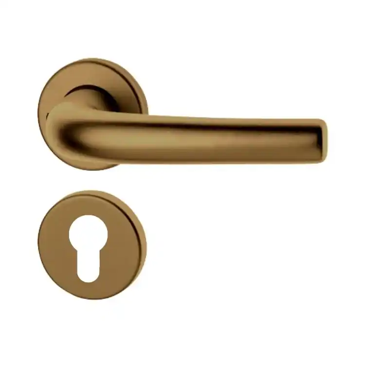 Speciale Aanbieding Maniglia Brixia Ghidini per porta, rosetta e bocchetta 45 mm foro Yale, quadro 8 mm, Alluminio finitura Bronzo F4