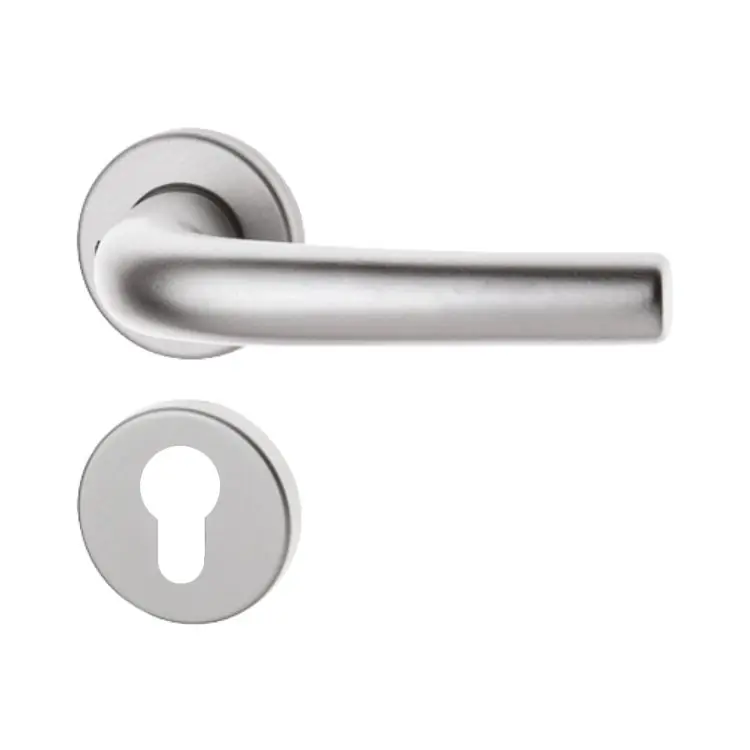 Maniglia Brixia Ghidini per porta, rosetta e bocchetta 45 mm foro Yale, quadro 8 mm, Alluminio finitura Argento F1 Speciale Aanbieding