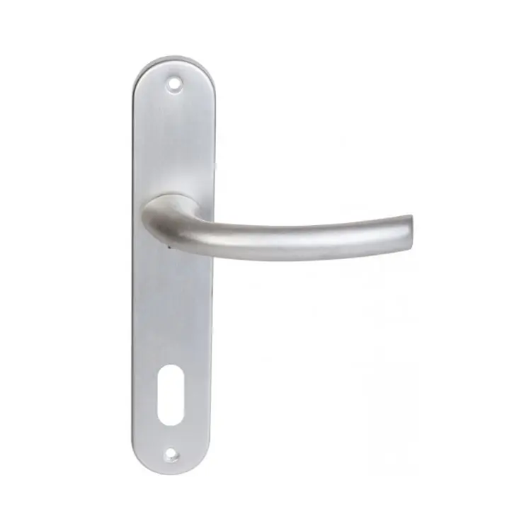 Actieprijs Maniglia Brixia Ghidini per porta interna, placca lunga 228x42 mm, foro Patent interasse 90 mm, Alluminio finitura Argento F1