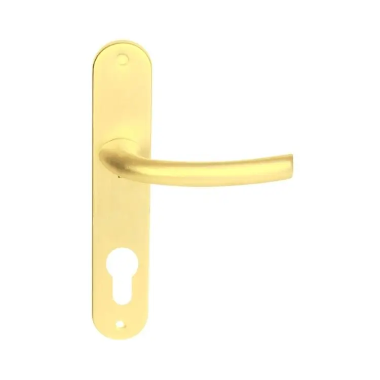 Lage Kosten Maniglia Brixia Ghidini per porta interna, placca lunga 228x42 mm, foro Yale interasse 85 mm, quadro 8 mm, Alluminio finitura Oro Lucido Ghi.co