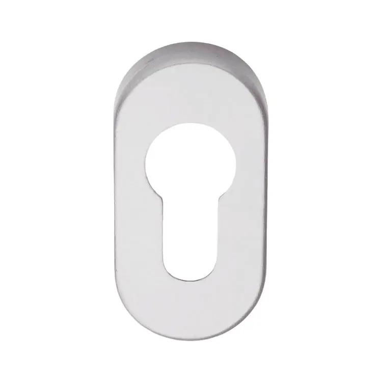 Bocchetta ovale Ghidini per maniglia, foro Yale, dimensione 62x32 mm, Alluminio finitura Argento F1 Nu Kopen
