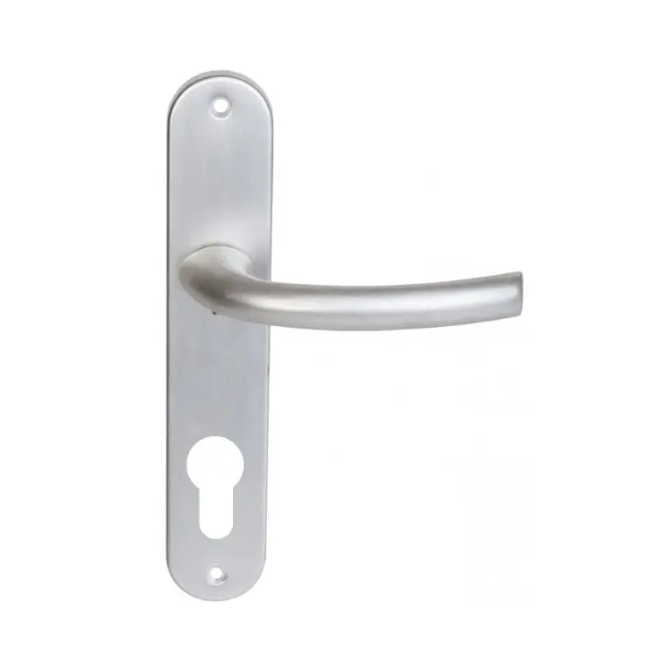 Fabrieksprijs Maniglia Brixia Ghidini per porta interna, placca lunga 228x42 mm, foro Yale interasse 85 mm, Alluminio finitura Argento F1
