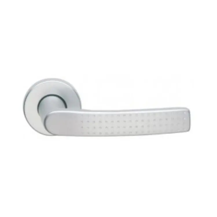 Maniglia 144 Ghidini per porta interna, rosetta e bocchetta tonda foro Patent, quadro 8 mm, Alluminio finitura Titanio F9 Koopje