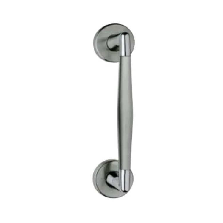 Hoge Kwaliteit Maniglione diritto Ginevra Ghidini per porta, interasse 182 mm, rosetta tonda, Acciaio Inox/Ottone finitura Satinato