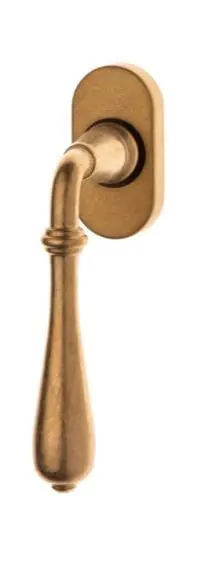 Meest Verkocht Maniglia martellina DK Novecento Ghidini per serramento, lunghezza quadro 7x40 con bussole, Ottone finitura anticato naturale