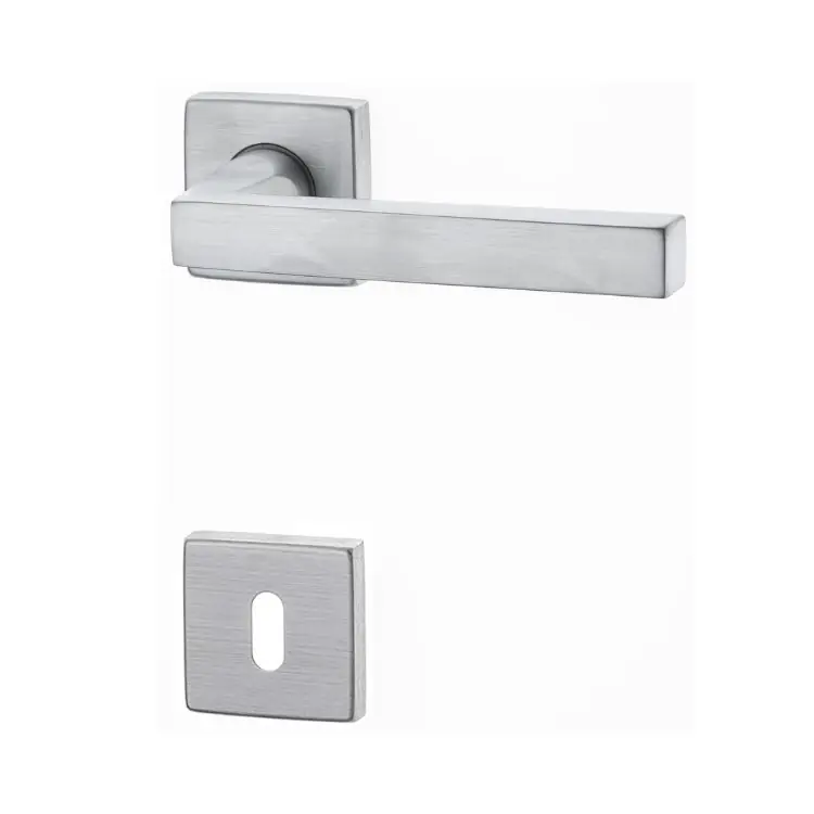 Finale Uitverkoop Maniglia GM07 Ghidini per porta interna, rosetta e bocchetta quadra foro Patent, quadro 8 mm, Zalor finitura Cromo Satinato