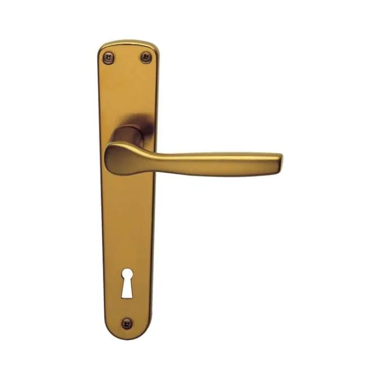 Weekendaanbieding Maniglia Gabry Ghidini per porta interna, placca lunga 228x42 mm, foro Patent interasse 70 mm, Alluminio finitura Bronzo F4