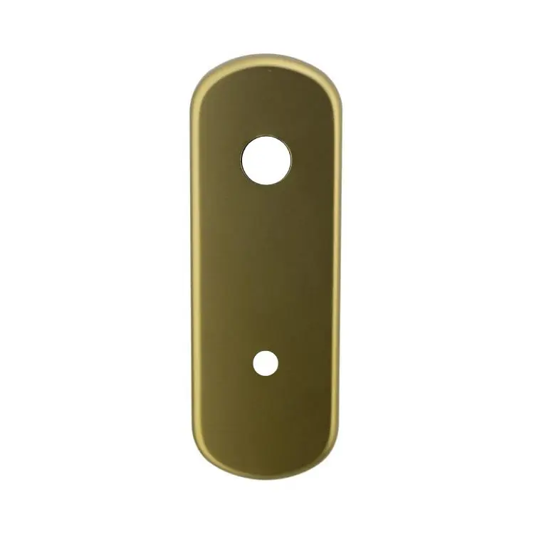 Placca Ghibli Ghidini per portoncino blindato, foro codolo cilindro, interasse 85 mm, dimensione 61x179 mm, Alluminio finitura Bronzo F4 Bestel Nu