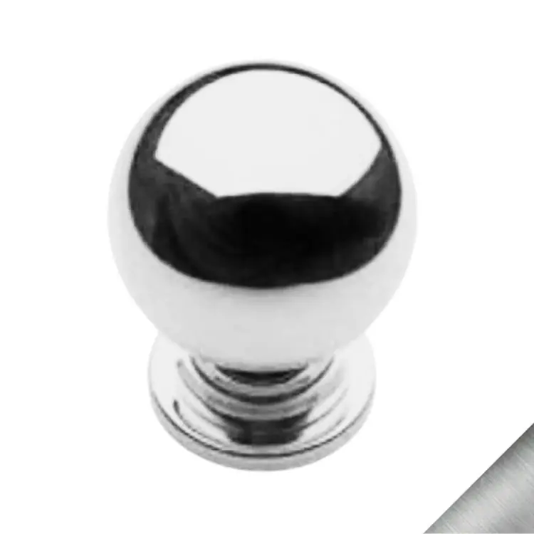 Pomolo tondo Sfera Ghidini per porta, doppia impugnatura girevole diametro 50 mm, Ottone finitura Cromo Satinato Nu Kopen