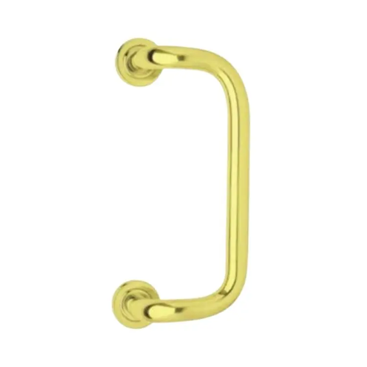 Bestseller Maniglione zancato Milena Ghidini per porta, interasse 220 mm, rosetta tonda 45 mm, diametro 20 mm, Ottone finitura Lucido Verniciato