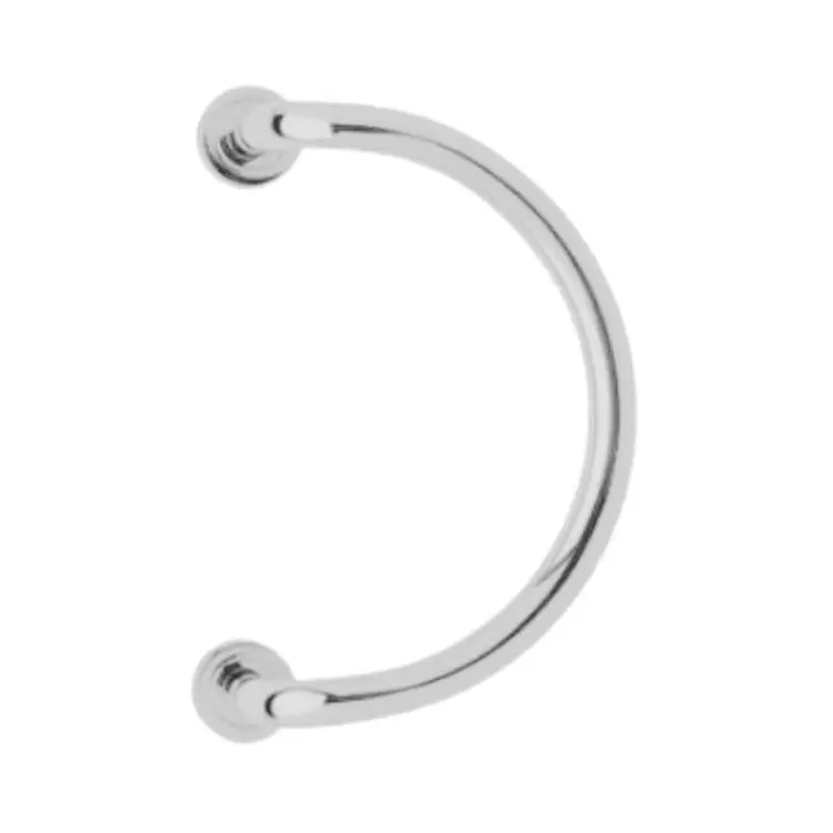Maniglione zancato Milena Ghidini per porta, interasse 236 mm, rosetta tonda 45 mm, diametro 20 mm, Ottone finitura Cromo Satinato Beperkte Voorraad