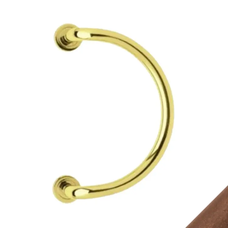 Lage Prijs Maniglione zancato Milena Ghidini per porta, interasse 236 mm, rosetta tonda 45 mm, diametro 20 mm, Ottone finitura Graffiato Verniciato
