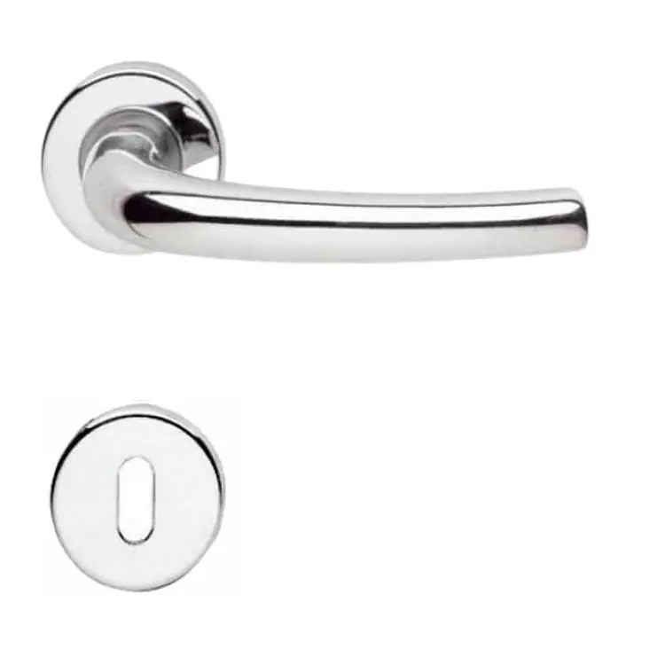 Maniglia Milena Ghidini per porta interna, rosetta e bocchetta tonda foro Patent, quadro 8 mm, Ottone finitura Cromo Lucido Betaalbaar