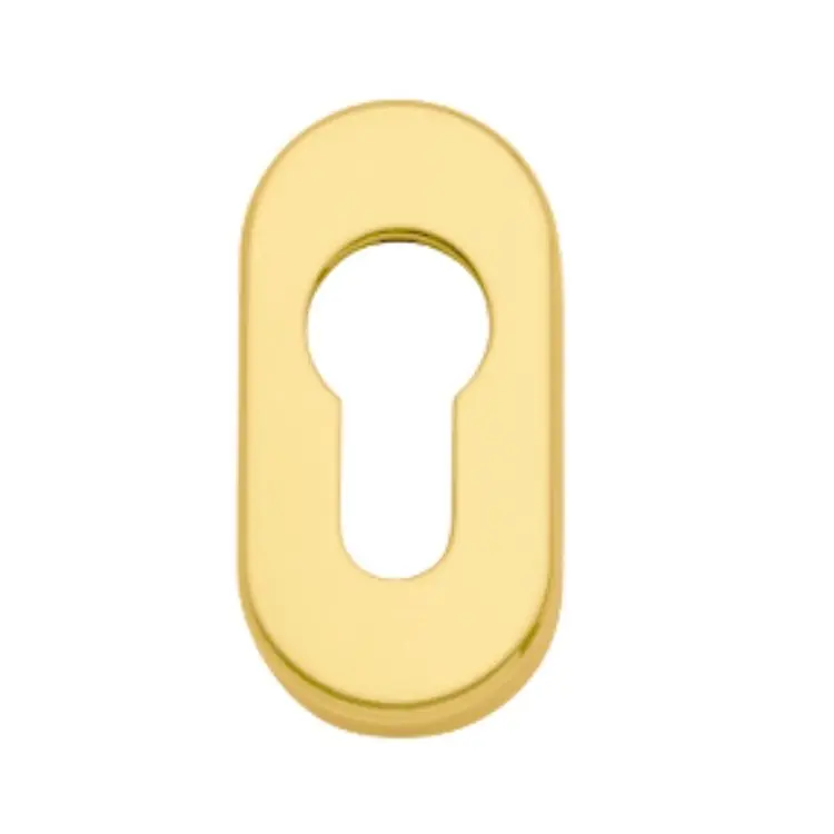 Bocchetta ovale Ghidini per maniglia, foro Yale, dimensione 62x32 mm, Ottone finitura Satinato Uitverkoop