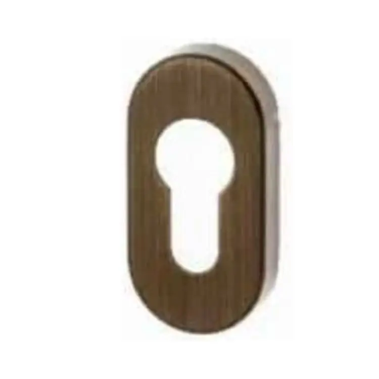 Bocchetta ovale Ghidini per maniglia, foro Yale, dimensione 62x32 mm, Ottone finitura Graffiato Verniciato Bestel Nu