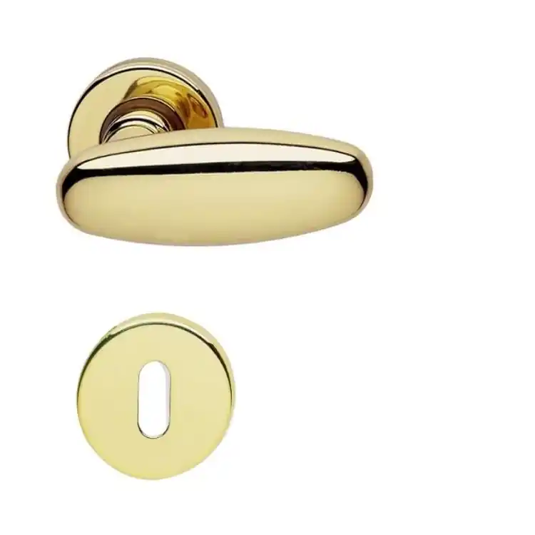 Beste Prijs Maniglia Silvia Ghidini per porta interna, rosetta e bocchetta tonda foro Patent, quadro 8 mm, Ottone finitura Lucido Verniciato
