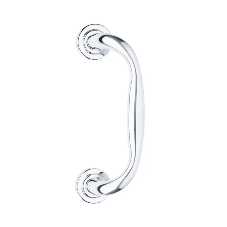 Lage Kosten Maniglione zancato Airone Ghidini per porta, interasse 180 mm, rosetta tonda 45 mm, Ottone finitura Cromo Lucido