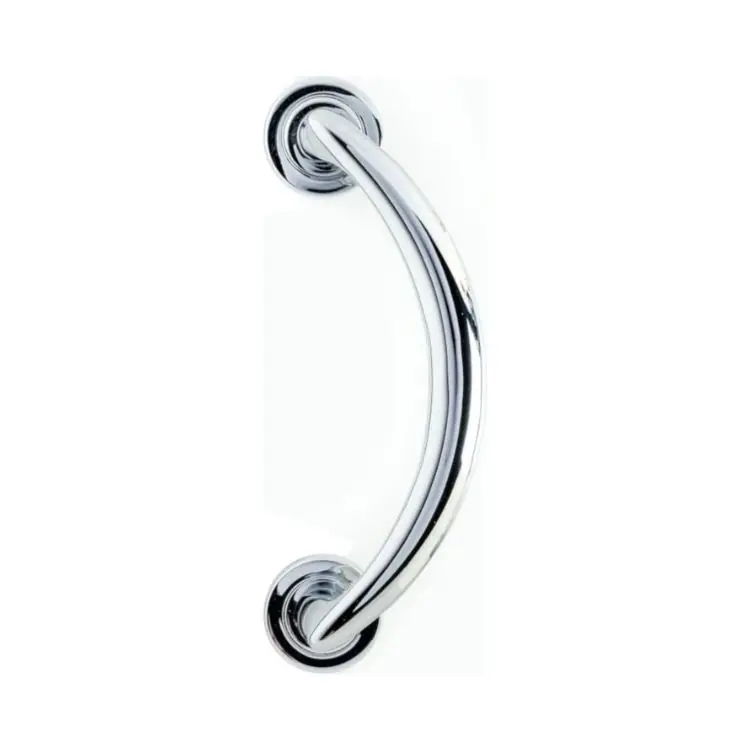 Favoriet Maniglione zancato Cometa Ghidini per porta, interasse 180 mm, rosetta tonda 45 mm, Ottone finitura Cromo Lucido